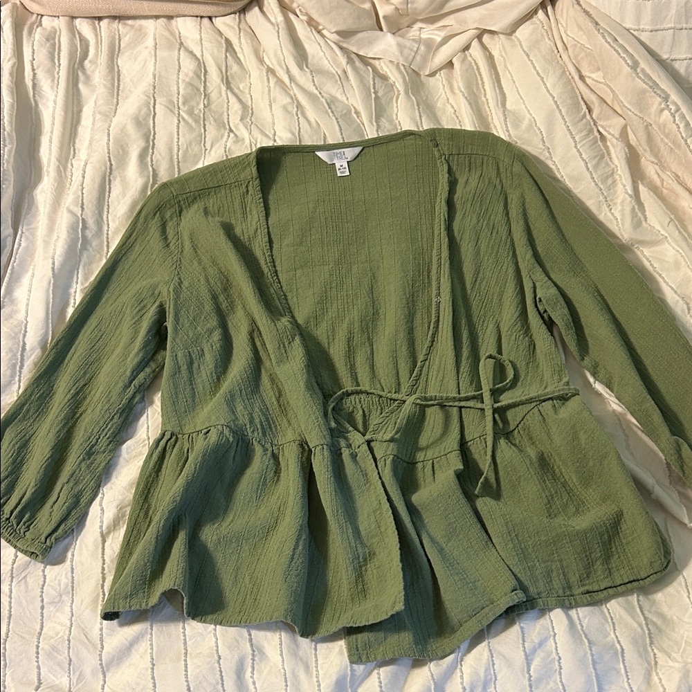 Time and Tru Sage Green Peplum Blouse
